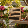 Wooden Storage Crates with Chalkboard and Lining, Set of 3, 36cm, Natural Brown | Floristik24.co.uk