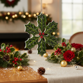 Holly Hanging Decoration 26cm Green with Red Berries Wooden Ornament | Floristik24.co.uk