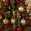 Glass Champagne Bottle and Glass Bauble Set - 14cm Ornament for Christmas Tree | Floristik24.co.uk