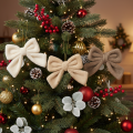 Plush Hanging Decoration Bows with String 16cm Set of 3 in Brown, Beige, and Cream | Floristik24.co.uk