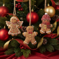 Artificial Gingerbread Hanging Decorations Set of 3, Polyresin, 7cm, Brown, Red, and White | Floristik24.co.uk