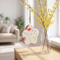 Decorative hanging flower wood gloss white colored Ø9.5cm 20cm | Floristik24.co.uk