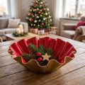 Decorative Bowl in Red and Gold, Enamel Look, Ø12.5cm H4cm | Floristik24.co.uk