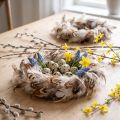 Feather wreath decoration feathers natural Easter decoration Ø15cm 4 pieces | Floristik24.co.uk