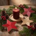 Stars Wooden Christmas Stars Fluted Red Natural 11cm 3 Pcs | Floristik24.co.uk
