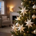 Paper Star Christmas Ornaments White 10cm Set of 8 Decorations | Floristik24.co.uk
