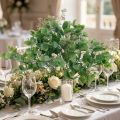 Wedding decoration eucalyptus branches with flowers decorative bouquet green, pink 26cm | Floristik24.co.uk