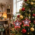 Star for hanging Red, white Plastic 8,5cm 2pcs | Floristik24.co.uk