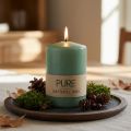 PURE Pillar Candle Green Emerald Wenzel Candles 90/60mm | Floristik24.co.uk
