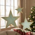 Wooden stars for hanging window decoration mint gold 12/20/26cm set of 3 | Floristik24.co.uk