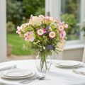 Artificial flower bouquet, cream, pink, purple, green, elegant table decoration | Floristik24.co.uk