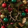 Rustic Antler Decorations Set of 6, Polyresin, 13-15 cm, Brown with Gold Accents | Floristik24.co.uk