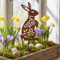Garden Stake Rust Bunny Flower Pattern Garden Decoration Easter 9×15cm | Floristik24.co.uk