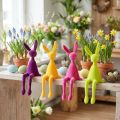 Easter Bunny Shelf Sitters, Colorfully Flocked, 28cm, 4 Pieces | Floristik24.co.uk