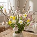 Rabbit decoration wooden rabbits for hanging natural white 5cm×12cm 6pcs | Floristik24.co.uk