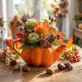 Jug for planting pumpkin decoration orange/yellow-green Ø13cm | Floristik24.co.uk