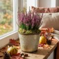 Planter for autumn, metal bucket with leaf decoration, golden metal vessel Ø14cm H12.5cm | Floristik24.co.uk