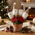 Christmas Gnomes Flower Pot Stakes White Brown 11cm 4pcs | Floristik24.co.uk