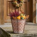 Ceramic flower pot basket handle metal brown Ø18cm | Floristik24.co.uk