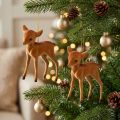 Decorative Figure Reindeer Young Brown 7.5cm flocked 2 pcs | Floristik24.co.uk