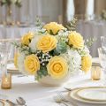 Foam Rose Ø7.5cm Yellow 18 pcs | Floristik24.co.uk