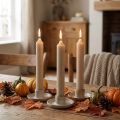 Short Taper Candles Brown Autumn Decoration Ø21/110mm 6 Pcs | Floristik24.co.uk