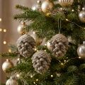 Pine cones decorative cones for hanging brown 8cm 4pcs | Floristik24.co.uk
