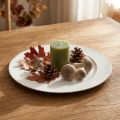 Decorative plate round plastic retro white brown gloss Ø30cm | Floristik24.co.uk