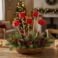 Flower pin Christmas package decoration red 2.5 cm 15 pcs | Floristik24.co.uk