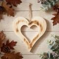 Decorative heart wood decoration heart in heart burnt natural 25x25cm | Floristik24.co.uk