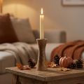 Stick candle holder wooden candlestick natural Ø6cm H20cm | Floristik24.co.uk