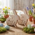 Rabbit Wooden Sitting Flower Pattern Natural White 24×24cm 2 pcs | Floristik24.co.uk
