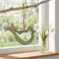 Bird decoration wooden hanging green natural 15.5x1.5x16cm | Floristik24.co.uk