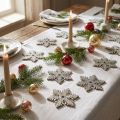 Snowflake wood 4cm light gold with glitter 72 pcs | Floristik24.co.uk