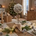 Wooden Decoration Tree Winter Decoration Birch Acorns Cones White H40cm | Floristik24.co.uk