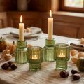 Glass Tealight Holder Green H8cm 4 Pcs | Floristik24.co.uk