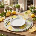 Placemats Round Grey Felt Summer Lemon 31cm 2 pcs | Floristik24.co.uk