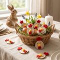 Wooden chicken with adhesive dot, Easter craft decoration, creative table decoration, country style, 5cm, 36 pieces | Floristik24.co.uk
