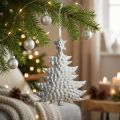 Christmas tree pendant, Advent decoration, metal decoration for Christmas, silver 20.5×15.5cm | Floristik24.co.uk