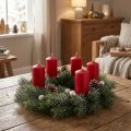 Artificial Christmas wreath, decorative wreath, frosty, Ø25cm, door wreath, Advent wreath, glitter | Floristik24.co.uk