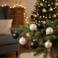 Christmas ball, Christmas tree pendant, tree decoration black/silver/mother of pearl H6.5cm Ø6cm real glass 24 pcs | Floristik24.co.uk