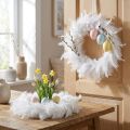 Feather wreath white Ø25cm Easter decoration real feathers decorative wreath 2 pieces | Floristik24.co.uk