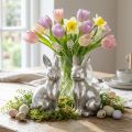 Decorative rabbit sitting Easter decoration silver vintage H13cm 2 pcs | Floristik24.co.uk