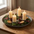 Plate with 4 candle holders Ø25cm H3cm Grey | Floristik24.co.uk