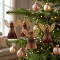 Paper angel Christmas angel decoration wine red pink H12cm 4pcs | Floristik24.co.uk