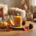 PURE Pillar Candle Yellow Honey Wenzel Candles 90×70mm | Floristik24.co.uk