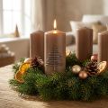 Christmas candle, brown, Christmas tree, 150x70mm, Advent | Floristik24.co.uk