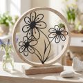 Metal flowers table decoration wood metal spring decoration H19cm | Floristik24.co.uk