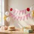 Birthday decoration pennant garland made of felt, pink, 300cm | Floristik24.co.uk