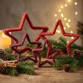 Star to stand Christmas decoration jute red 13/18cm 4pcs | Floristik24.co.uk
